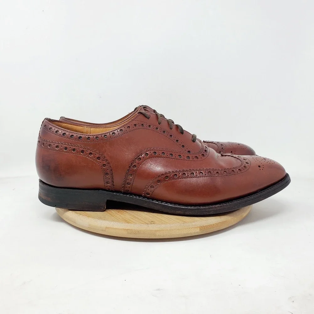 Churchs Chetwynd Shoes Mens 9.5 D Brown Leather Oxford Brogue Medallion UK 8.5F‎